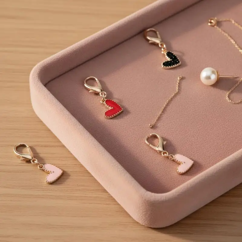 10pcs Cute Heart Shape Keychain Fashion Alloy Love Key Ring Portable Bag Pendant Car Key Holder for Women Girls Daily Accessory