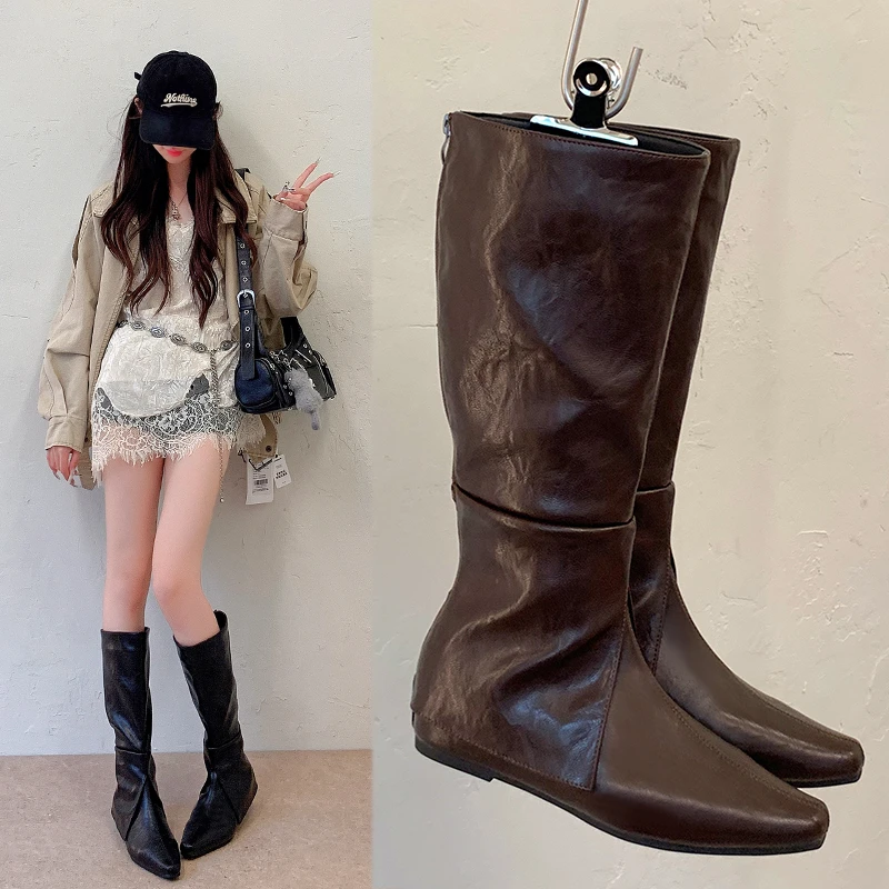 Women High‑Knee Boots Square P - Vintage Zipper recension och pris