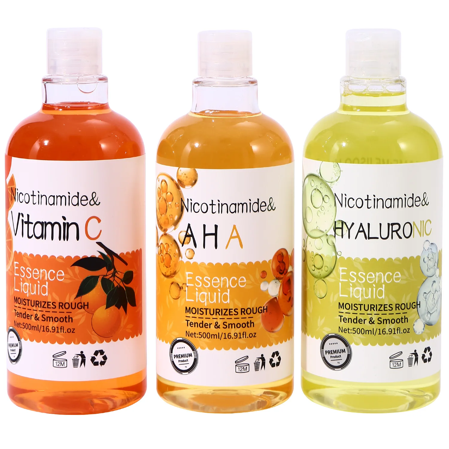 500ml Vitamin C AHA Hyaluronic Acid Face Serum Nicotinamide Facial Essence Liquid Moisturizing Brightening Skin Care for Face