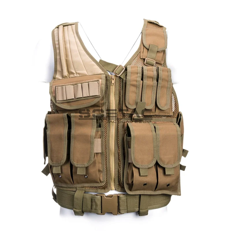 Outdoor Training Tactical Vest CS Multi-pocket Molle Vest Airsoft Combat Armor Hunting Paintball Vest Zipper