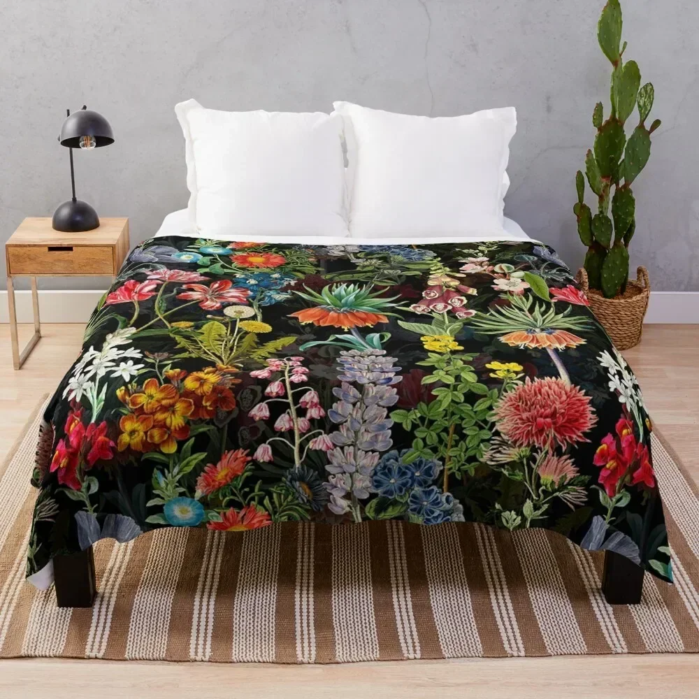 

Vintage Springflower Midnight Garden Throw Blanket Decorative Sofa Extra Large Throw Giant Sofa Shaggy Blankets