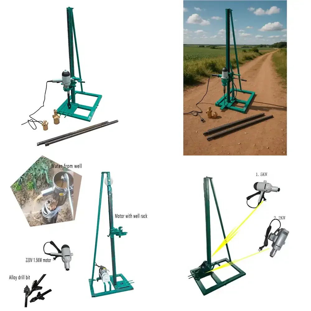 Electric Rotary Drilling Rig with Gearbox Handheld Shallow Water Well Drill Max.40m Drilling Depth