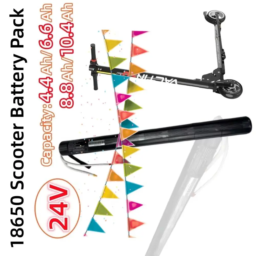 

Electric Carbon Fiber Scooter Battery Pack 24V Lithium with BMS 4.4Ah 6.6Ah 8.8Ah 10.4Ah Rechargeable for Scooters