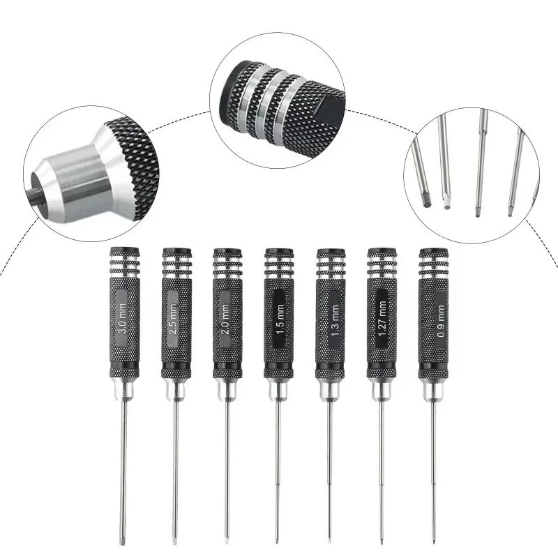 4/7PCS HSS Hex Driver Screwdriver Set 0.9-3.0mm Allen Wrench Tool Kit for RC Model Repair DIY Assembly Hobby Tools