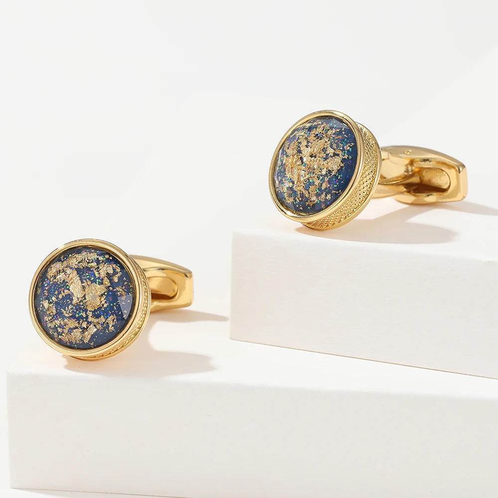 Men\'s Cufflinks TOMYE XK22S003 Personalized Gold Color Round Formal Shirt Cuff Links Button for Custom Wedding Gifts Jewelry