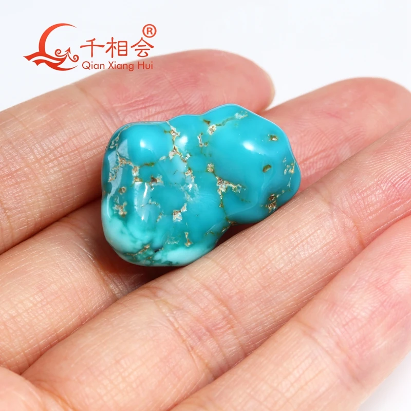 Natural Turquoise 36.05ct blue color Golden Edge Carving  Decoration Gifts Loose Gemstone GTC certificated