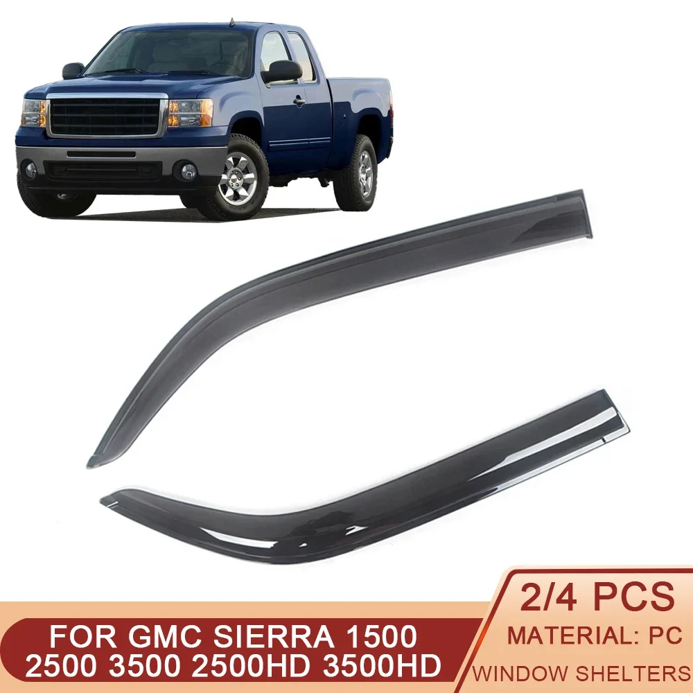 

For GMC Sierra 1500 2500 35001999-2023 Side Window Wind Deflectors Visors Black Rain Guard Door Visor Vent Shades Dark Smoke