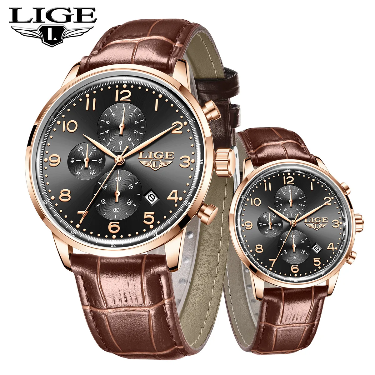 

LIGE Роскошные спортивные часы для мужчин, водостойкий светящийся календарь, хронограф, мужские наручные часы, кожаные кварцевые мужские часы, мужские Reloj