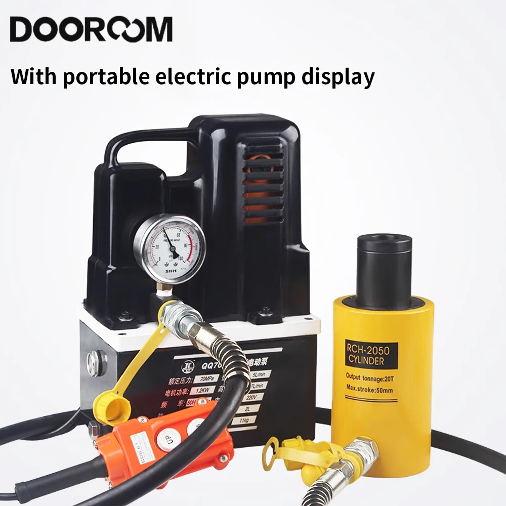 DOOROOM-cilindro hidráulico con émbolo hueco 30T, cilindro de Ram de acción única de 100mm, herramienta de elevación de alta resistencia,
