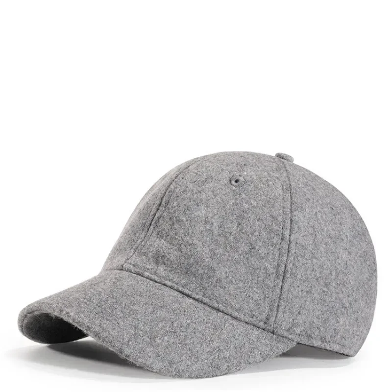 Luxury Brand Cashmere Baseball Cap for Men Gray Warm Winter Plush Women Caps Outdoor Windproof Trucker Hats Casquette Femme