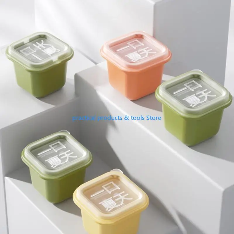 مجموعة 77JB من 6 لقوالب مكعبات الثلج الكبيرة الإبداعية مع راتنجات LID PP Material Material Material Moulds Moulds Ice Boxes Home