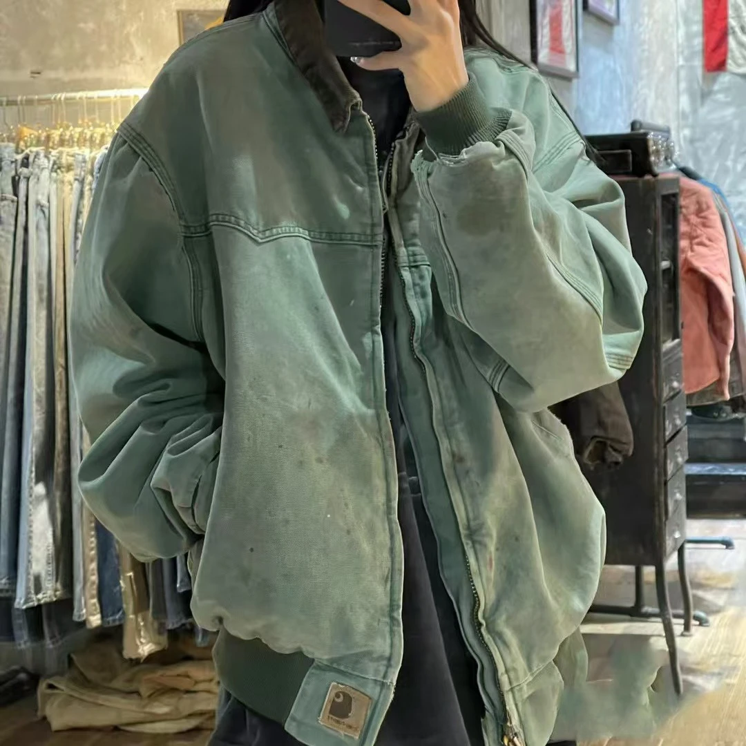 

Outdoor Fashion and Casual Men's Sports Camping Washed Canvas Autumn and Winter Travel Couple Style Loose Lapel Zipper Jacket