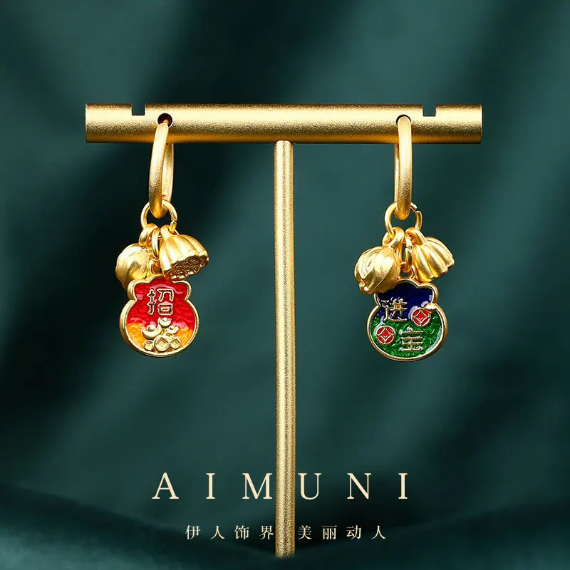 Креативный нишевый дизайн, художественные ретро-позолоченные серьги с навесом лотоса, привлекающие богатство и сокровища, серьги высокого класса