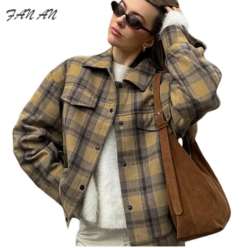 Trendy Woolen Plaid Versatile Loose Fashion Jacket 2024 Autumn And Winter New Item Personalized Niche Casual Top Jacket Jacket