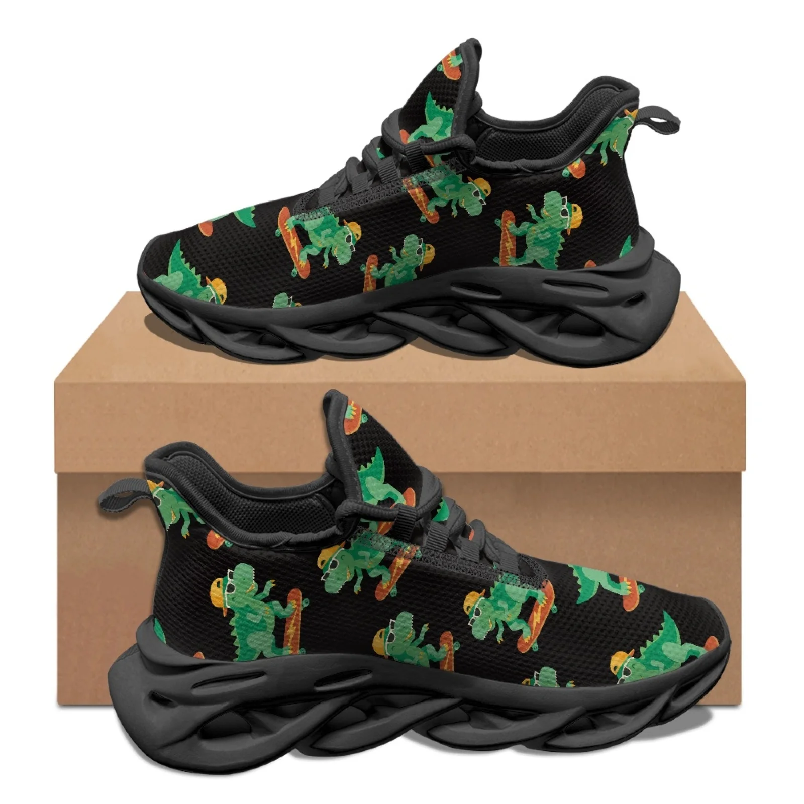 PENSTROLL Skateboard Dinosaur Men's Sneakers Mesh & EVA Fashion Sneakers Breathable Outdoor Sneakers for Sport