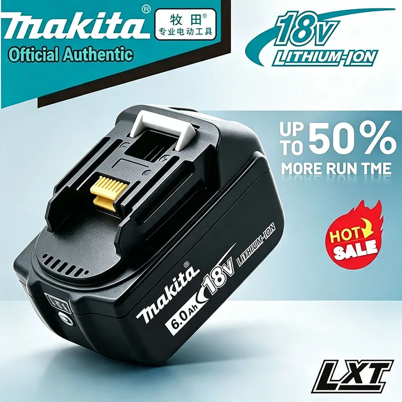 Makita 18V Battery, Rechargeable 18V 6.0Ah Lithium Battery, Makita 18V BL1840, BL1830, BL1850, BL1850B