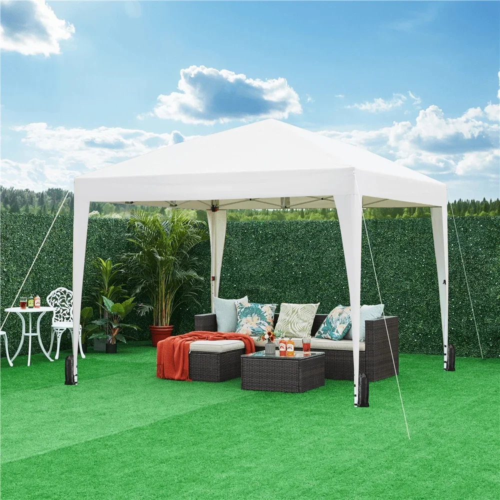 8x8/10x10ft Enclosed Pop-Up Canopy with 4 Removable Sidewalls, Portable Enclosed Instant Tent, Waterproof Outdoor Tent