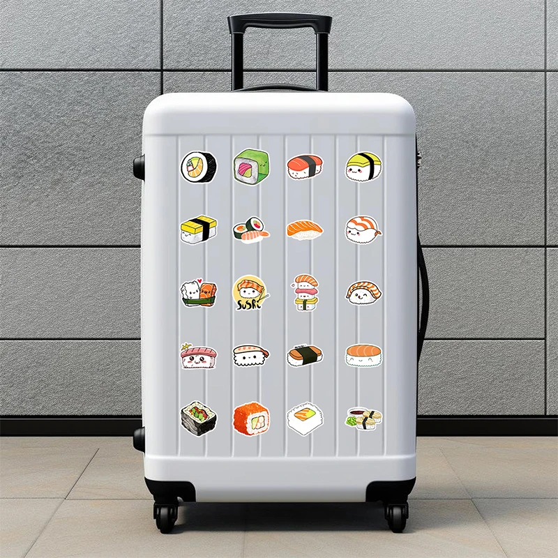 50枚入りのかわいい寿司ステッカーパック、日本の食べ物ロールライスビニール防水デカール、ラップトップ、ウォーターボトル、スクラップブック、ジャーナル用 ﻿