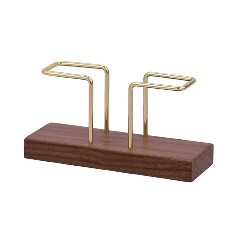 Napkin Holder for Tables,Walnut Wood Glossy Metal Holder Separate Tissue Dispensers for Kitchen and Restaurant B