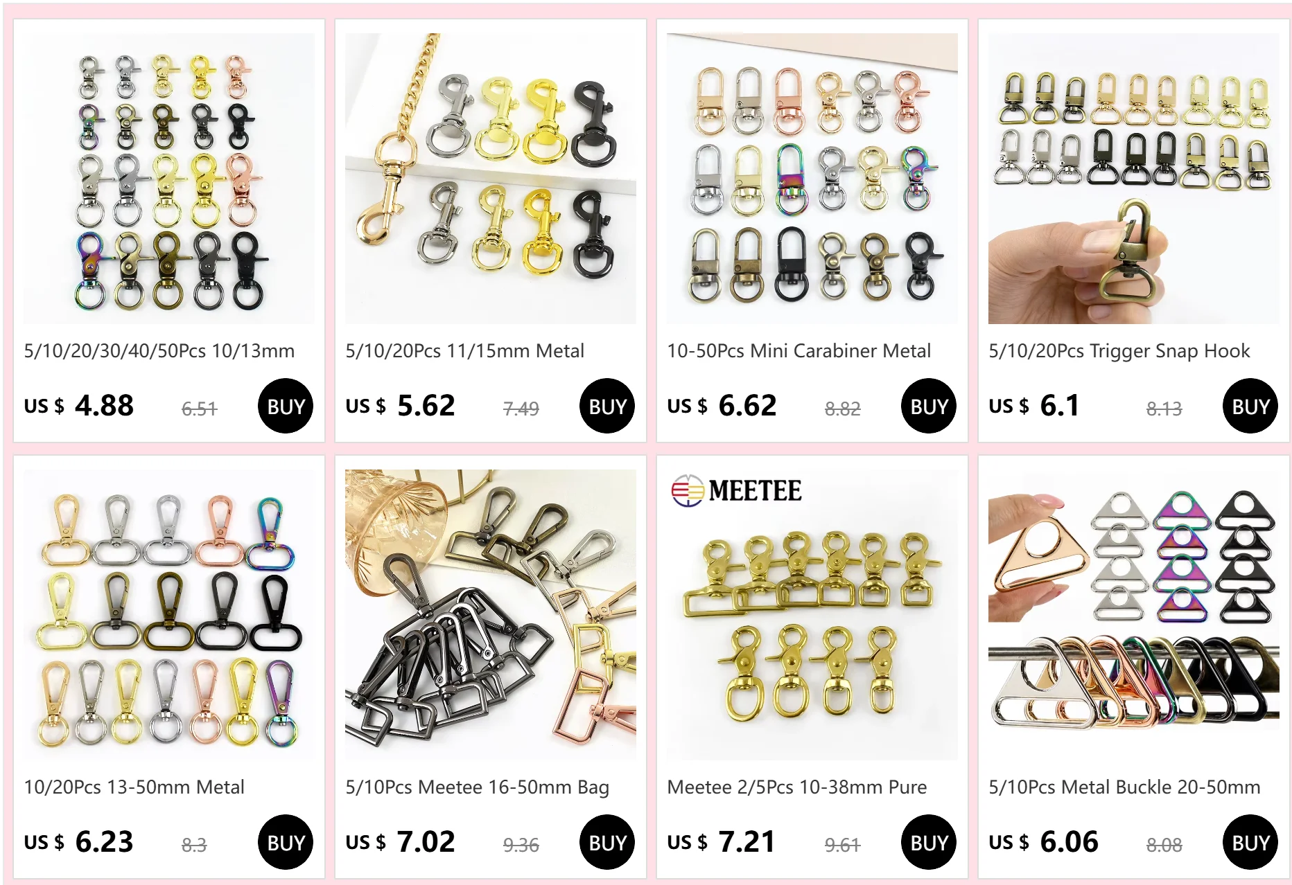 5/10/20Pcs 11/15mm Metall Karabiner Schnalle Hund Leine Kragen Swivel Trigger Clips Snap haken Tasche Strap Karabinerverschluss Zubehör – Detail 1