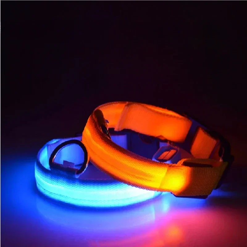 Pets Dogs Luminous Nylon Collar 3-Modes Light Night Safety Anti-Lost LED Glowing Collars Pets Flashing Collar Decor