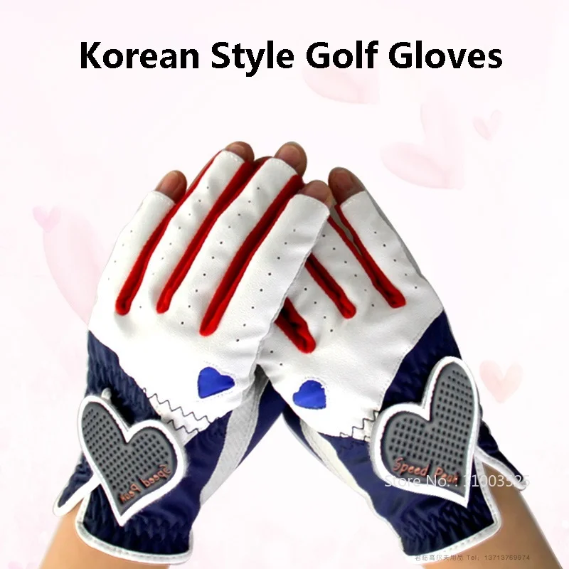 1 Pair Women Patchwork Fingerless Golf Gloves Ladies Breathable PU Leather Mittens Non-slip Left Right Hand Gloves Touch Screen