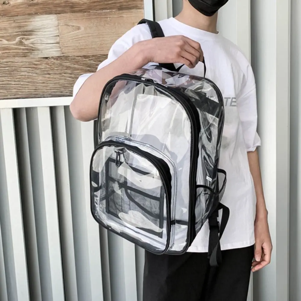 PVC Transparent Backpack Large Capacity Storage Bag Students School Bag Travel Bag Ins Large Handbag Clear Shoulder Bag School