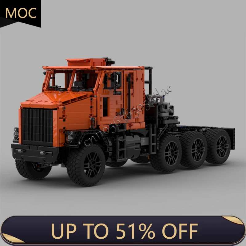 

NEW 2925 PCS MOC Orange Heavy Tank Transporter Truck Modification Technology Building Blocks For Children Popular Festival Gift