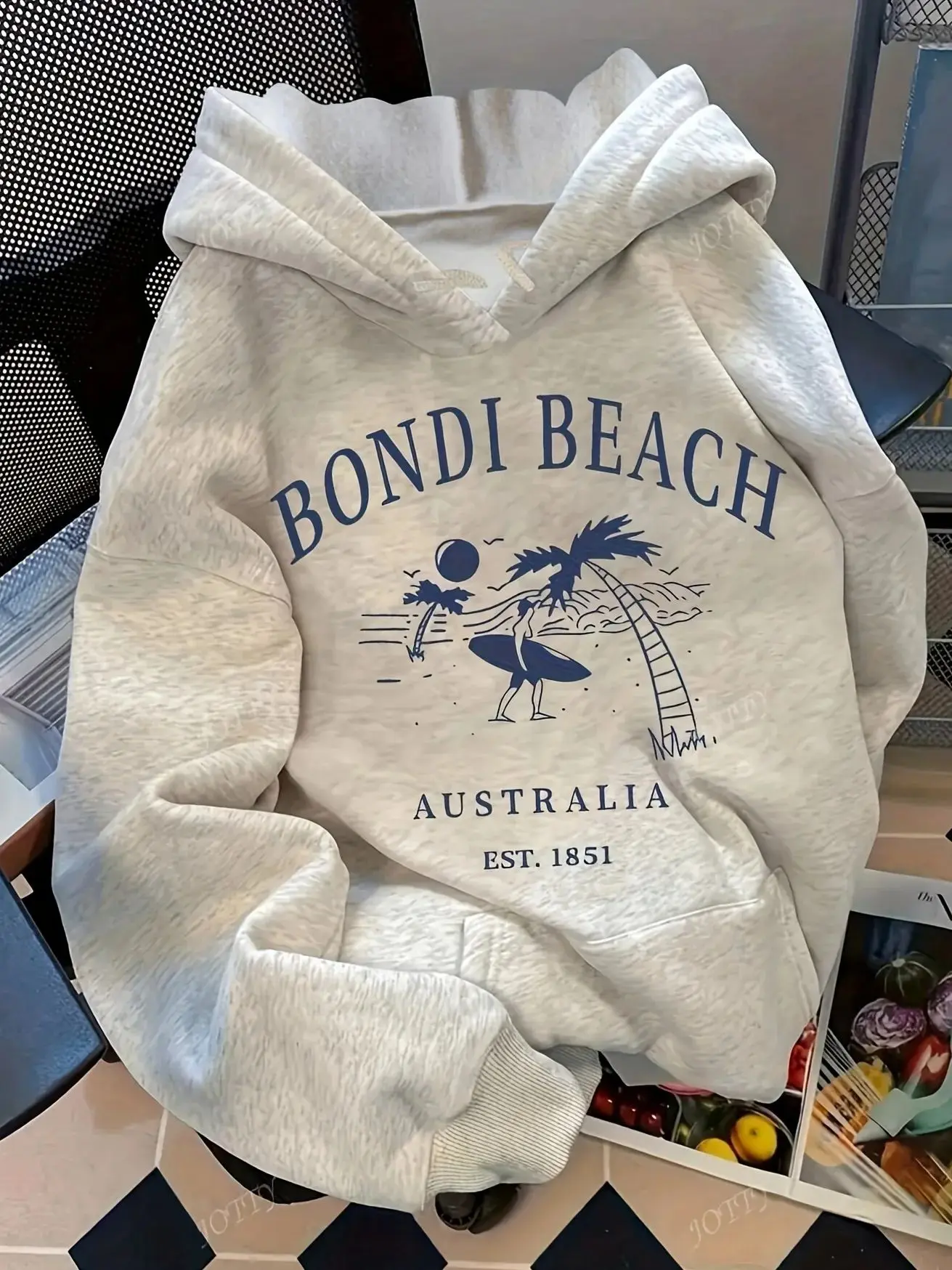 

Толстовка с капюшоном и рисунком австралийского серфинга Bondi Beach Fit, повседневный топ, модные толстовки Y2k, серая толстовка с принтом, одежда унисекс