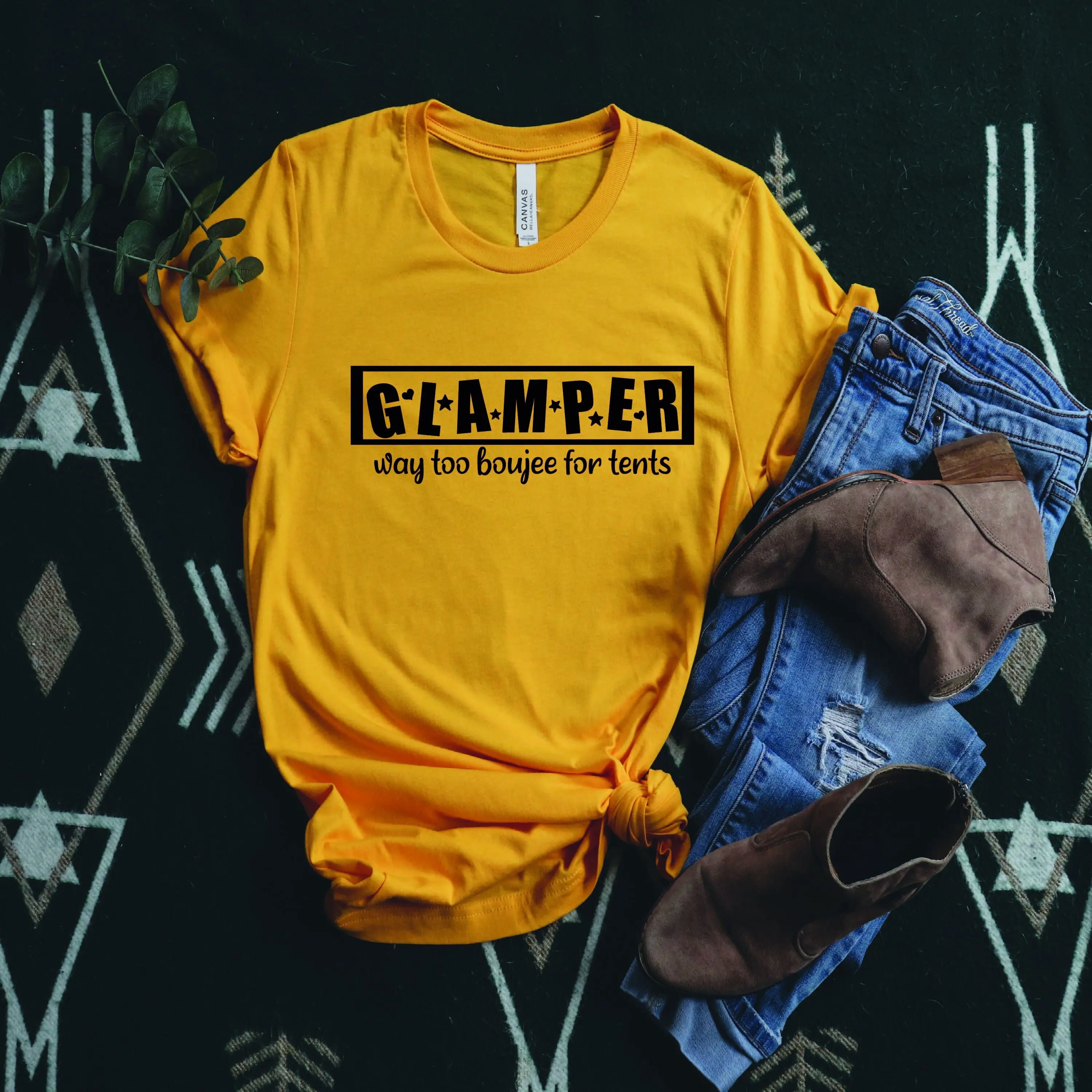 Glamper Way Too Boujee For Tents Glamping T Shirt Trip