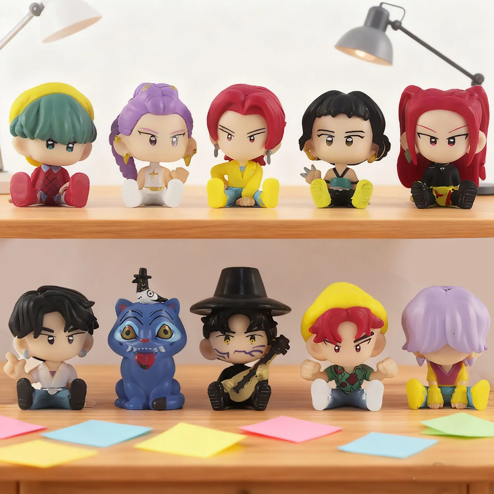 10 pezzi Demon Hunter Witch Figure Bag Mistero Anime Doll Set Simpatico cartone animato da collezione per bambini Modelli Bambole da collezione in sacco