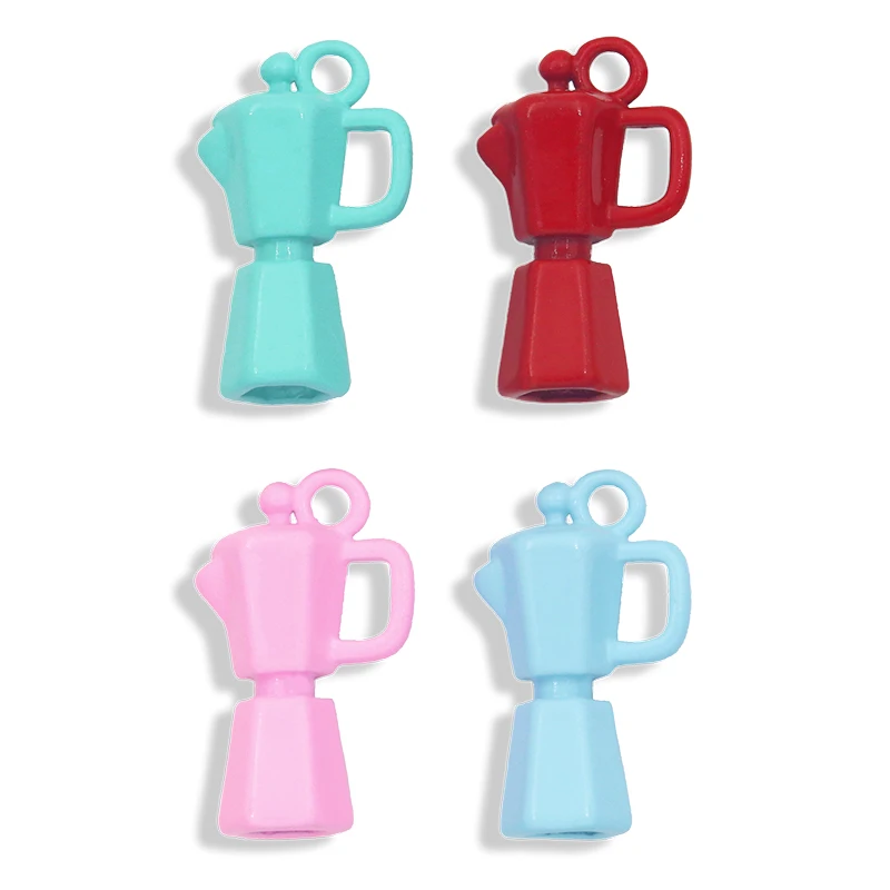 Clearance Lovely Small Coffee Pot Cute Pendant for Necklace Multicolor Enamel Charms Pendants Copper Jewelry Accessories Pdta384