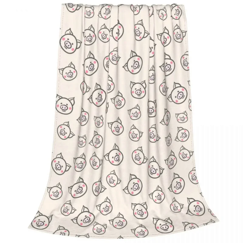 

Cartoon Cute Pig Animal Blanket Fleece Spring/Autumn Multi-function Super Soft Throw Blankets for Home Travel Bedspread