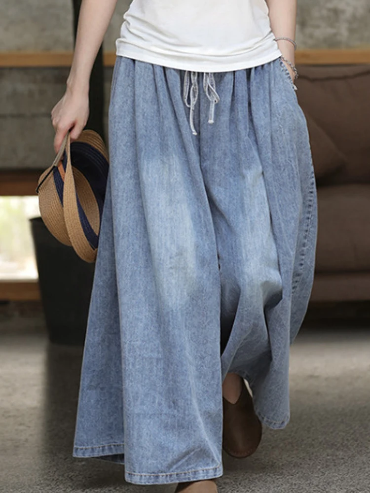 Max LuLu New 2023 Spring Harajuku Design Womens Wide Leg Pants Vintage Loose Female Denim Pants Korean Pockets Casual Blue Jeans