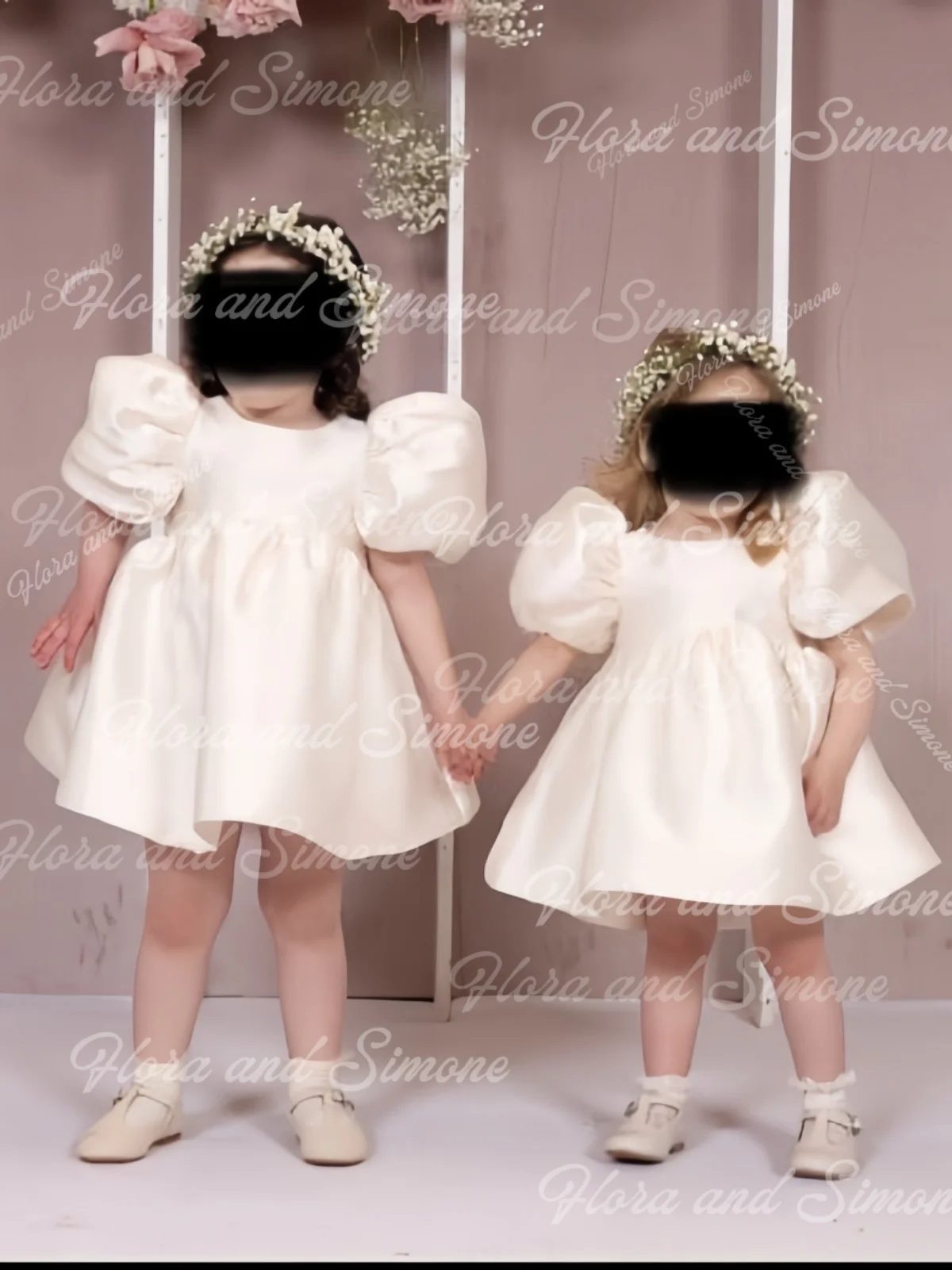 Bow Sequin Tutu Skirt Lantern Sleeve Puff Sleeves Flower Girl Dresses for Wedding Ceremonies Dance Performances Customized