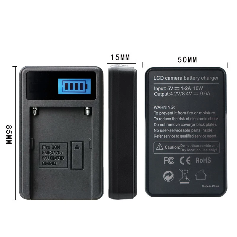 USB Type C Cable LCD Display Camera Battery Charger for Sony FM55H NP-F550 NP-F570 F750 F970 Godox Yongnuo Led Light Monitor