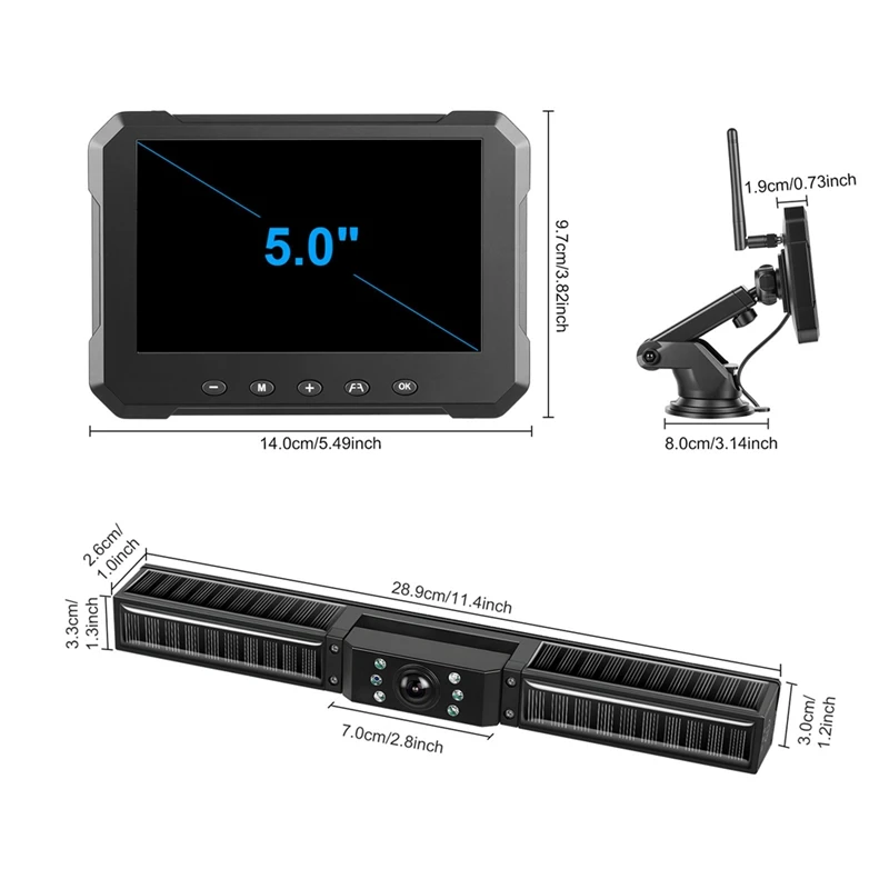 [NEW!CCDD】 Solar Wireless Backup Camera 720P 5
