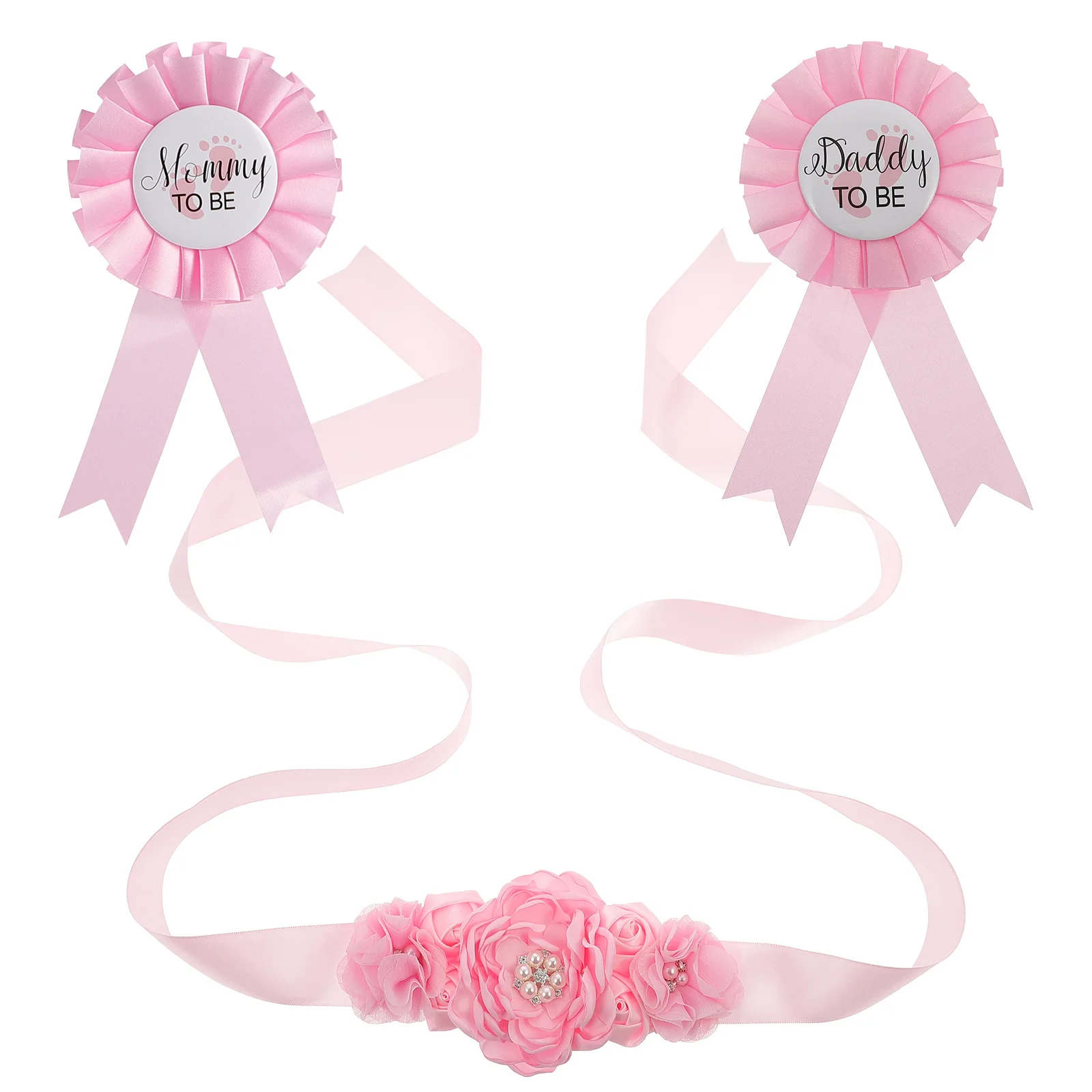 

1 set Pregnancy Flower Belly Belt Corsage Pin Set Comfortable Photo Props for Baby Shower Announcement Maternity Sashes Chiffon