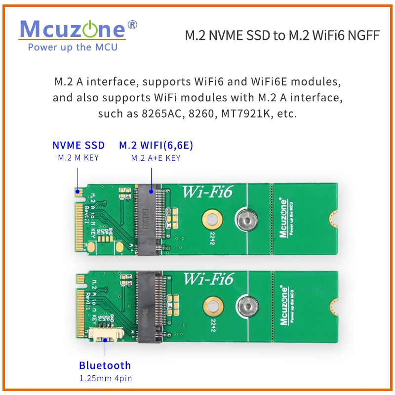 M.2 M key NVME SSD TO A key WiFi6 AX200 AX210 MT7921K nanoPi R5S CM4 raspberryPi