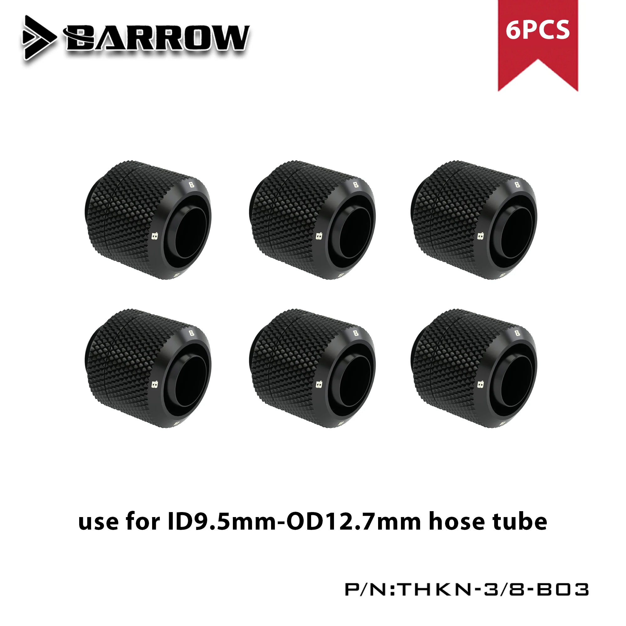 

Barrow 4pcs/6pcs THKN-3/8-B03, 3/8"ID*1/2"OD 10x13mm Soft Tube Fittings, G1/4" Fittings For Soft Tubes