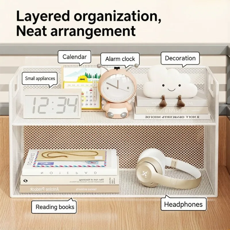 Desk Storage Rack, Simple Bookshelf for Student Dormitory, Multi-Tier Desk Organizer, Small Household Storage Cabinet