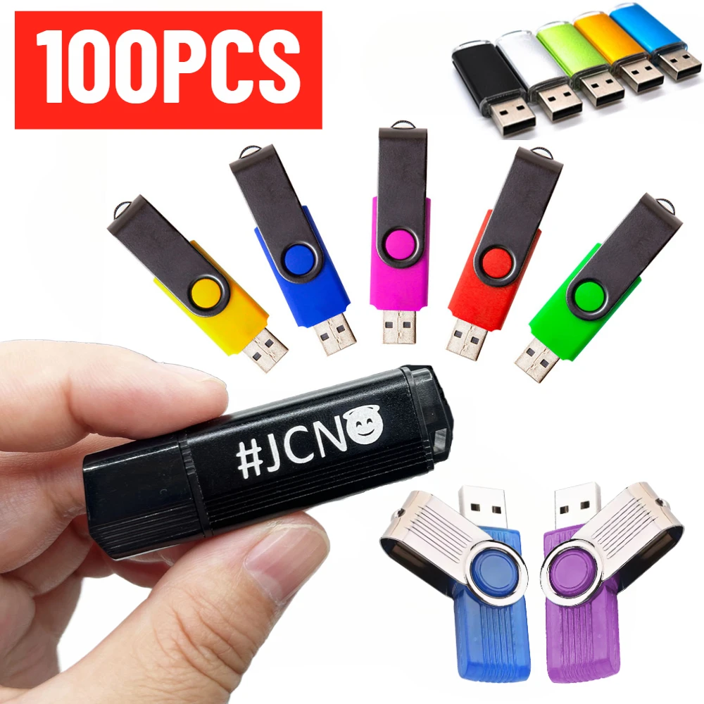 

100 шт. USB-флешки 4GB 8GB 16GB 32GB 64GB 2.0, металлические USB-накопители, флеш-накопители 128MB, креативные USB-флешки с возможностью нанесения логотипа