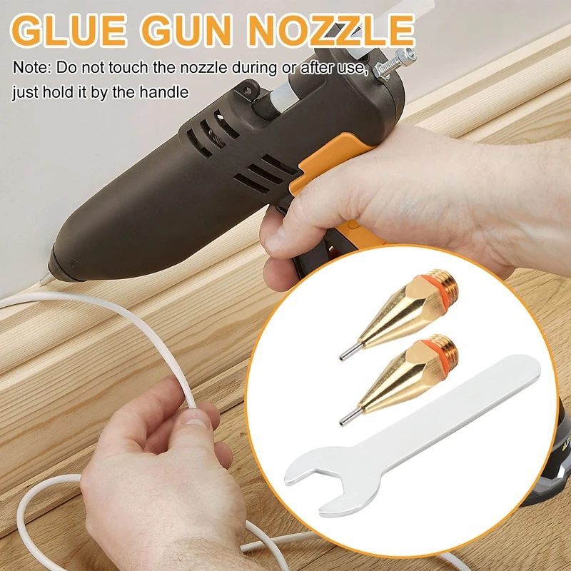 2Pcs 1Mm Aperture Diameter Hot Melt Glue Nozzle 1.0X40mm Copper Nozzle With Nozzle Wrench Interchangeable Nozzle Parts