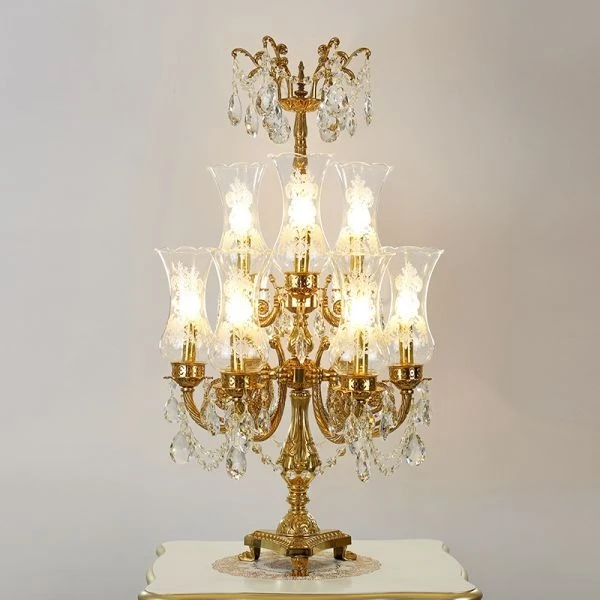Jewelry top French antique brass table lamp luxury glass high-end catering bronze table lamp