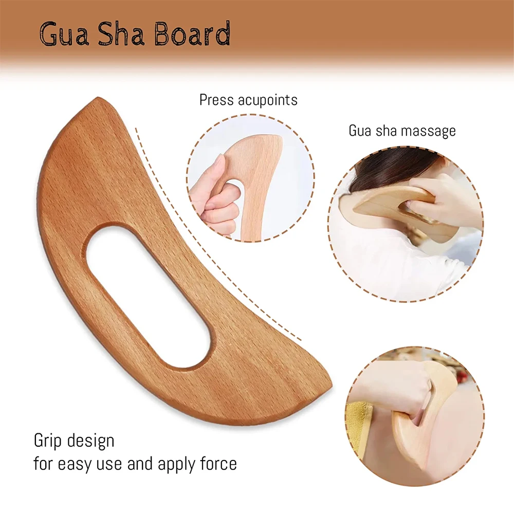 Wood Therapy Massage Tool,Wooden Massager Set,Roller Stick and Gua Sha Body Contouring Tool,Maderotherapy Kit,Lymphatic Drainage