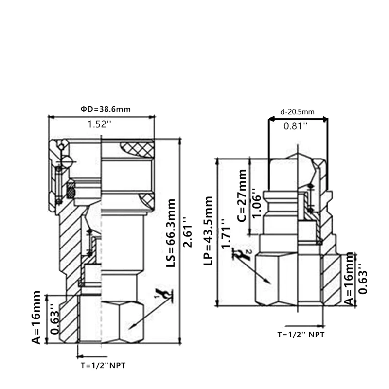 LSQ-S4-04 1/2Inch NPT ISO5675 Hydraulic Quick Connect Tractor Hydraulic Coupler Agricultural Quick Disconnect Coupling