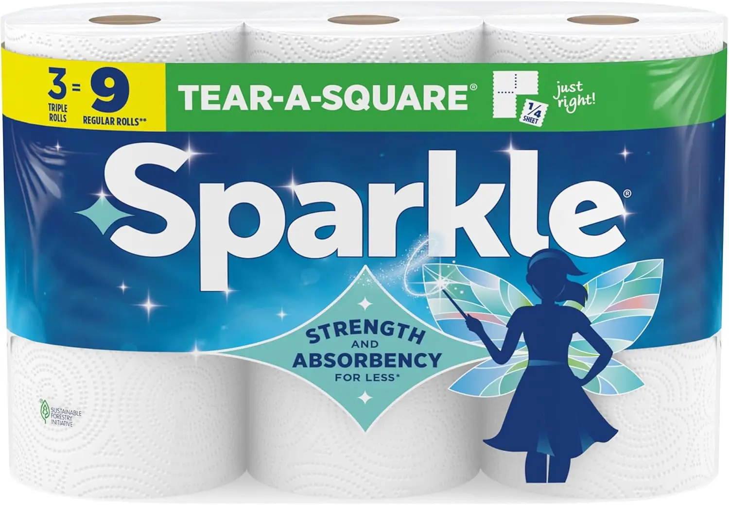 

Strong 2-Ply Paper Towels, 3 Triple Rolls = 9 Regular Rolls, Half & Quarter Sheet Options