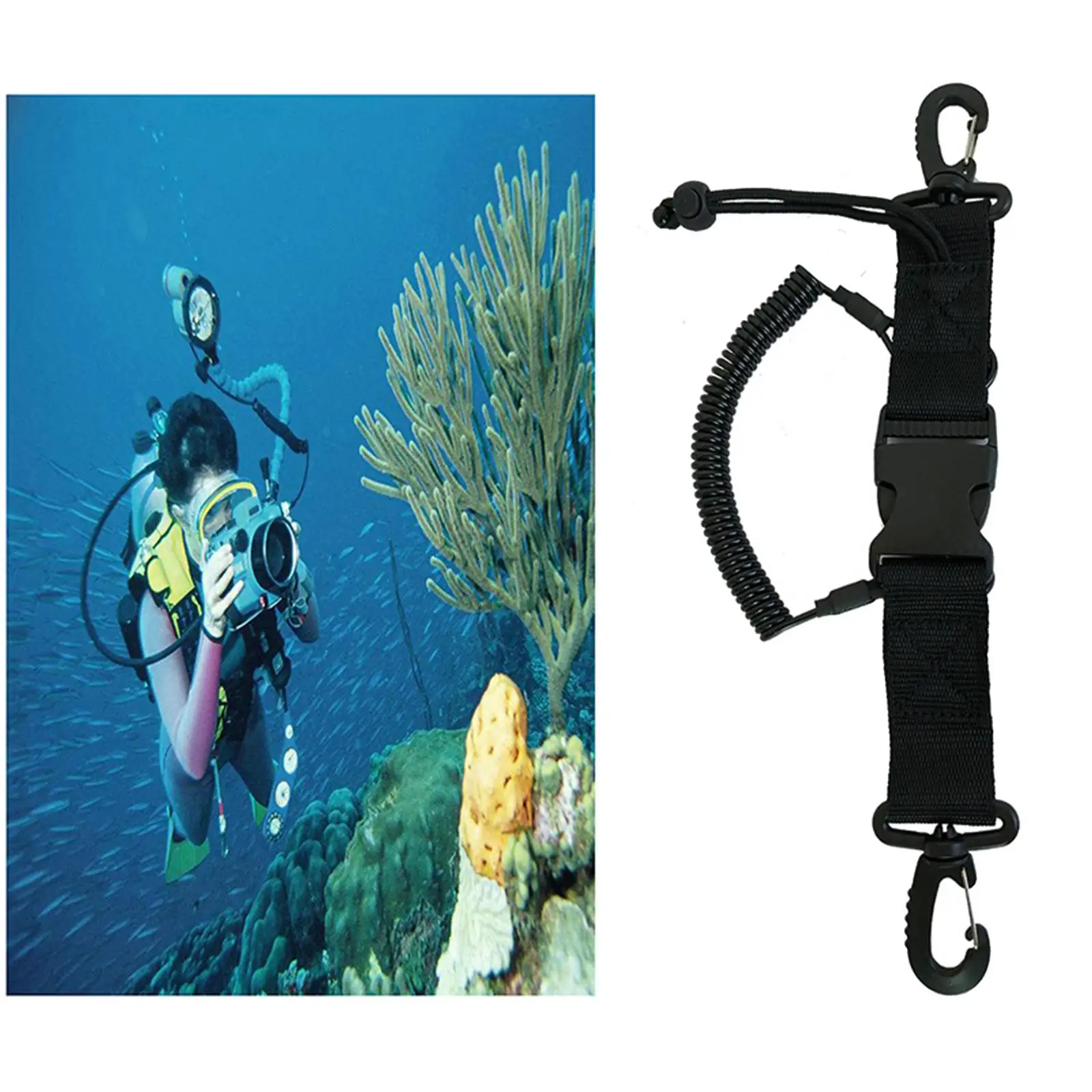 Fishing Lanyard Snappy Coil Lanyard W / Clips, Quick Release Buckle for