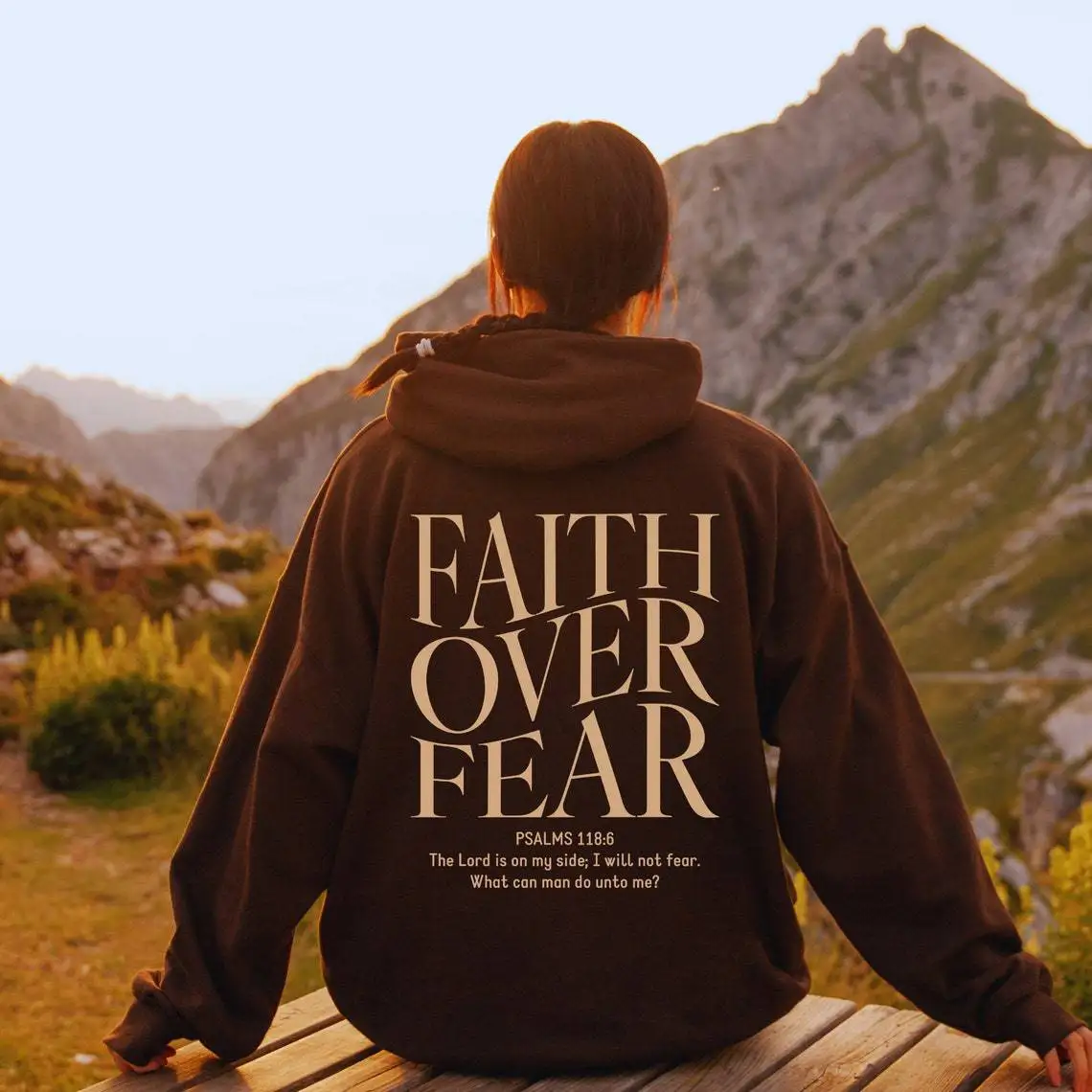 FAITH OVER FEAR Autumn European and American foreign trade simple plain color letter printed hooded men\'s and women\'s top hoodie