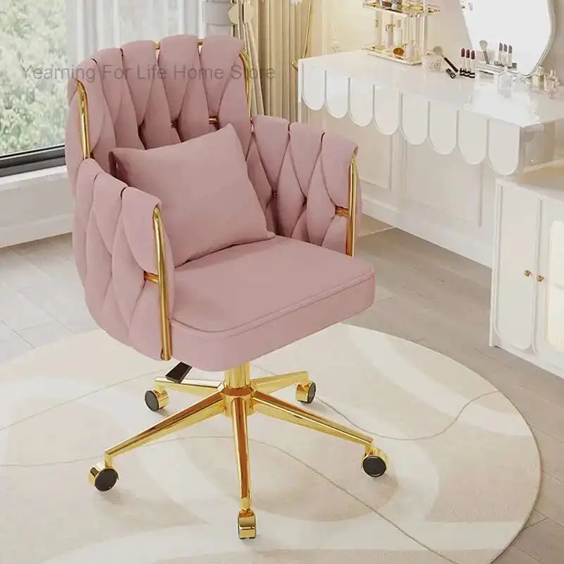 

Light Luxury Velvet Office Chairs Modern Backrest Comfortable Chairs For Nail Salon Dressing Table Armchair Living Room Chair